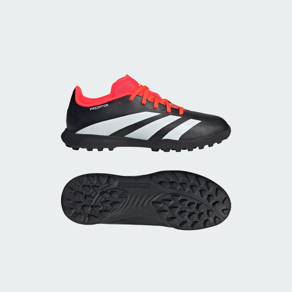 Zijaanzicht van de adidas PREDATOR LEAGUE TF J met PREDATOR Ribs voor verbeterde balcontrole.