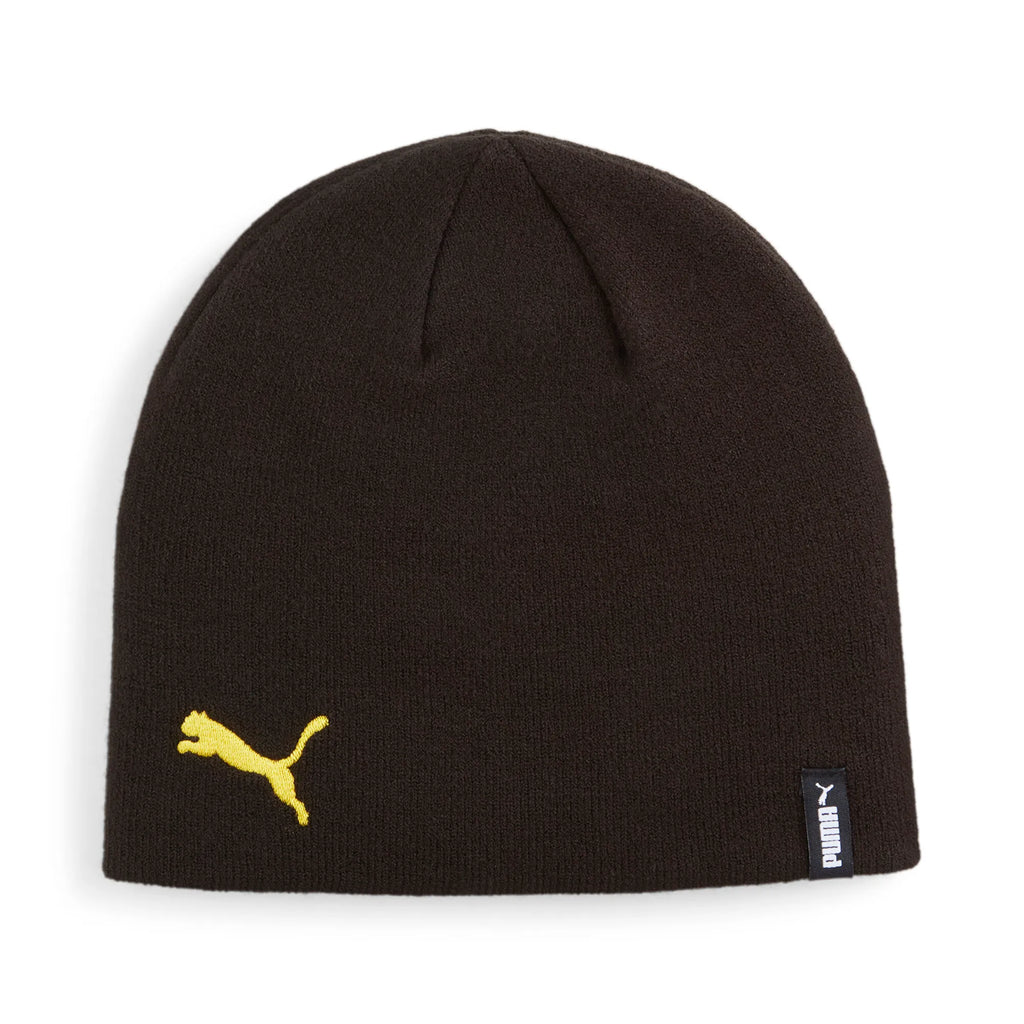 Officiële Puma BVB Borussia Dortmund Cuffed Beanie met geborduurd BVB-logo, beschikbaar bij Kickoff Antwerpen.